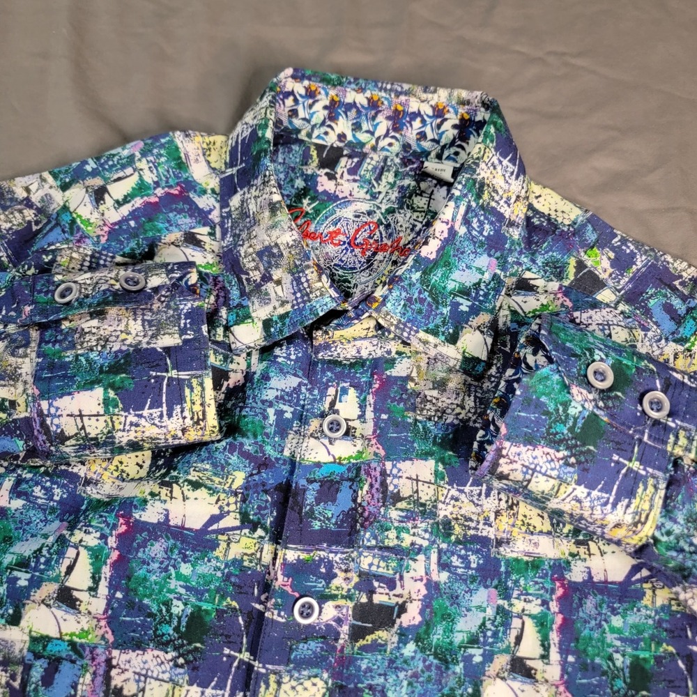 Robert Graham Button Down Shirt Men's Medium Abstract‎ Colorful Long Sleeve